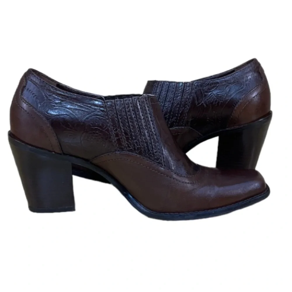 ANTONIO MELANI Brown Western Style Square Toe Women’s Ankle Boots Size 7 1/2M